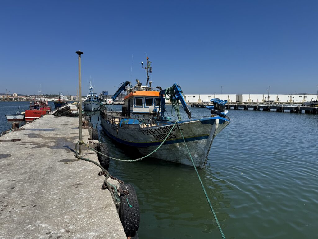 The Amuras afloat alongside in the fishing port of Figueira da Foz after the operation